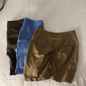 Alphalete/Aurola Women's Bike Shorts - Black, Blue, Tan